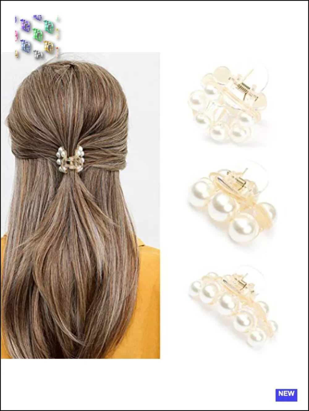 Pearl Hair Claw Clamps Set Non Slip Hair Barrettes